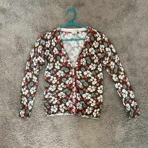 Boden cardigan. Size US4 Blue Coral White & Brown